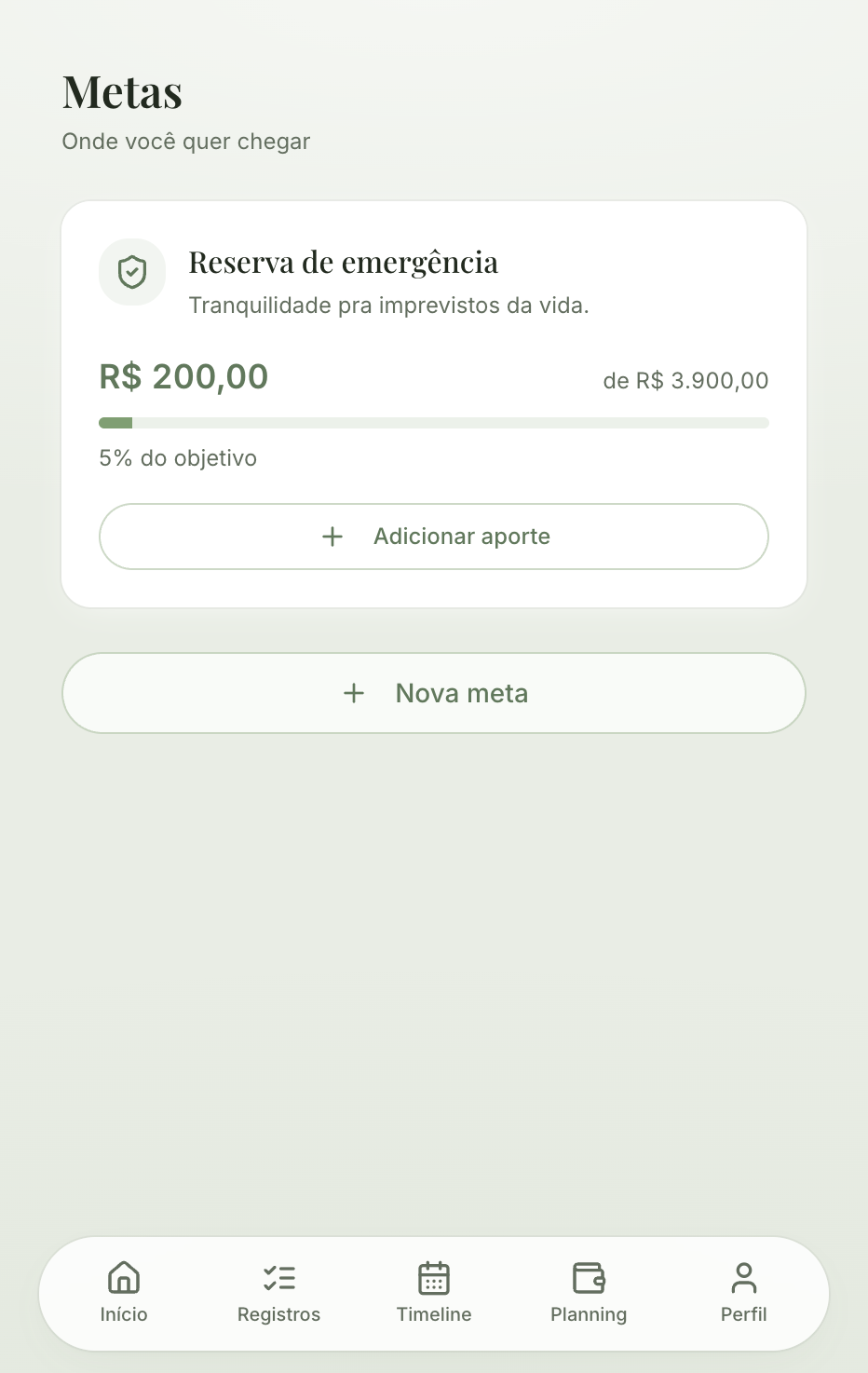 Metas com aportes